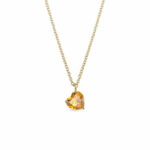 Zlatý náhrdelník s citrínem ve tvaru srdce