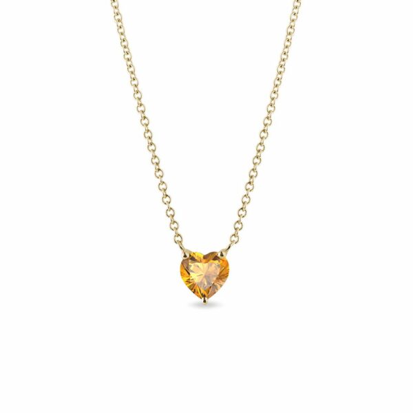 Zlatý náhrdelník s citrínem ve tvaru srdíčka