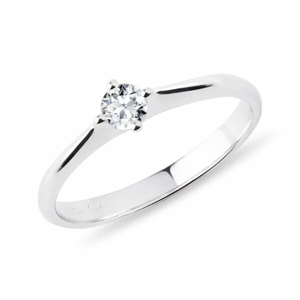 Minimalistický prsten s diamantem v bílém zlatě
