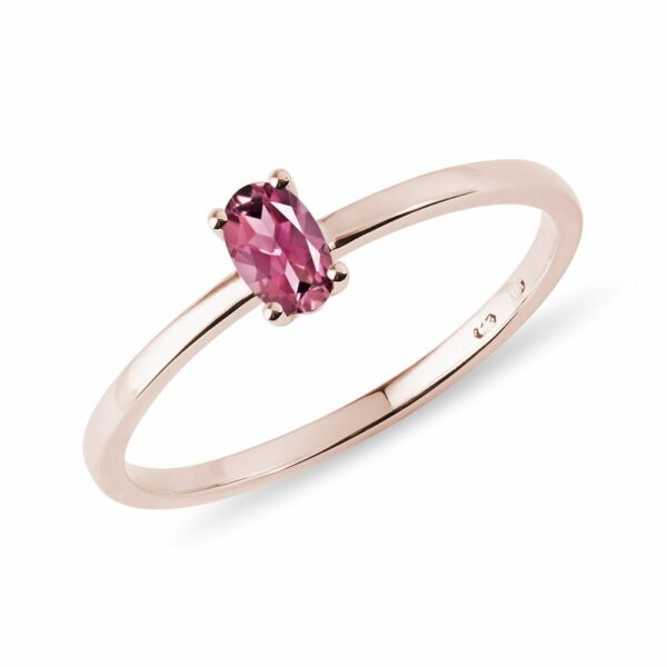 Minimalistický prsten s turmalínem v růžovém zlatě