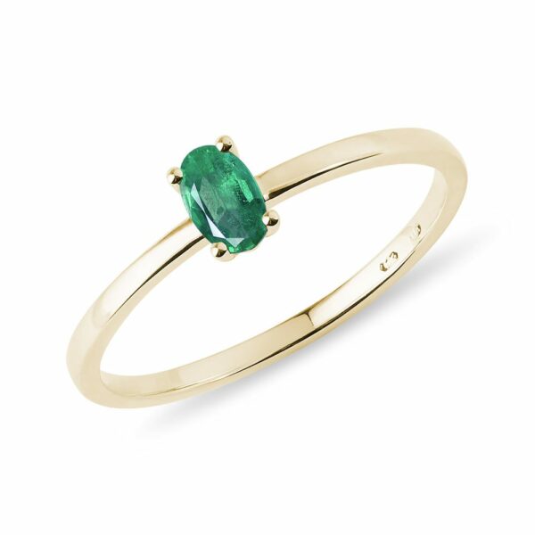 Minimalistický prsten se smaragdem ve zlatě
