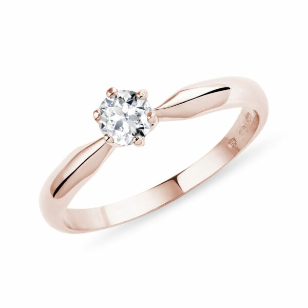 Zásnubní prsten z růžového zlata s briliantem
