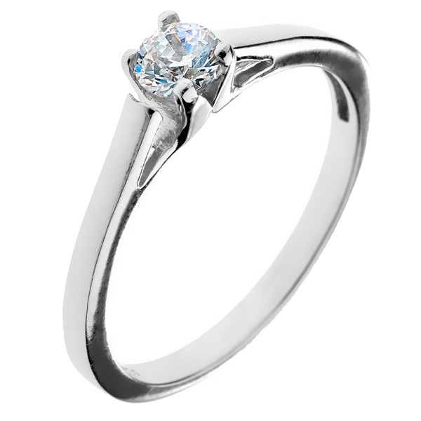 Zásnubní prsten ze stříbra 925 - kulatý zirkon v kalichu - Velikost: 51