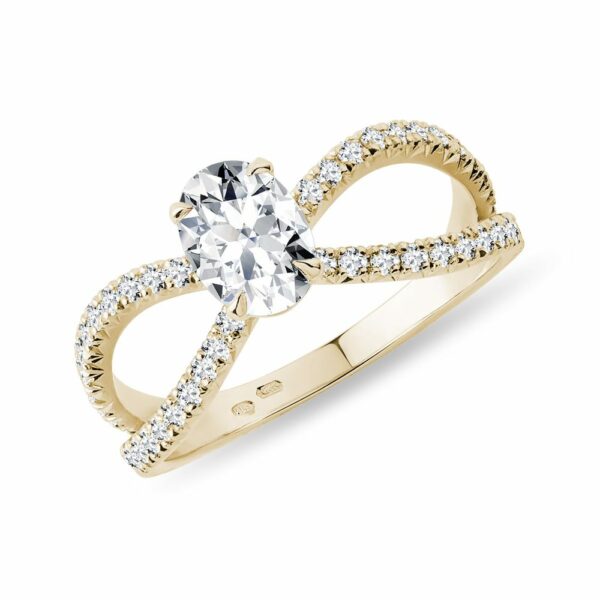 Luxusní prsten s diamanty ve žlutém zlatě
