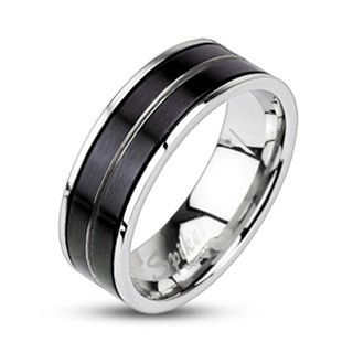 Prsten z chirurgické oceli - černá barva