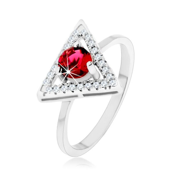 Stříbrný 925 prsten - zirkonový obrys trojúhelníku
