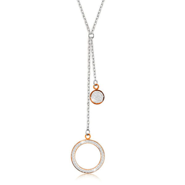 Ocelový náhrdelník - velký obrys kruhu s krystalky