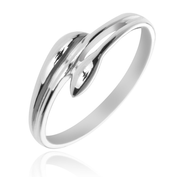 Stříbrný prsten 925 - rozvětvená ramena v podobě listů - Velikost: 55