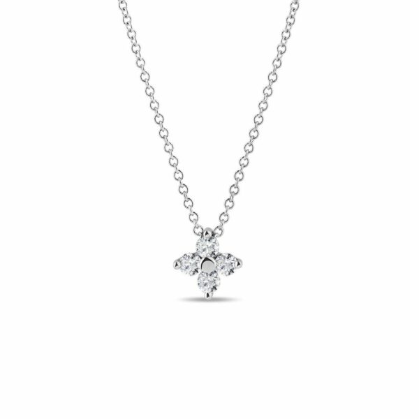 Diamantový náhrdelník čtyřlístek z bílého 14k zlata