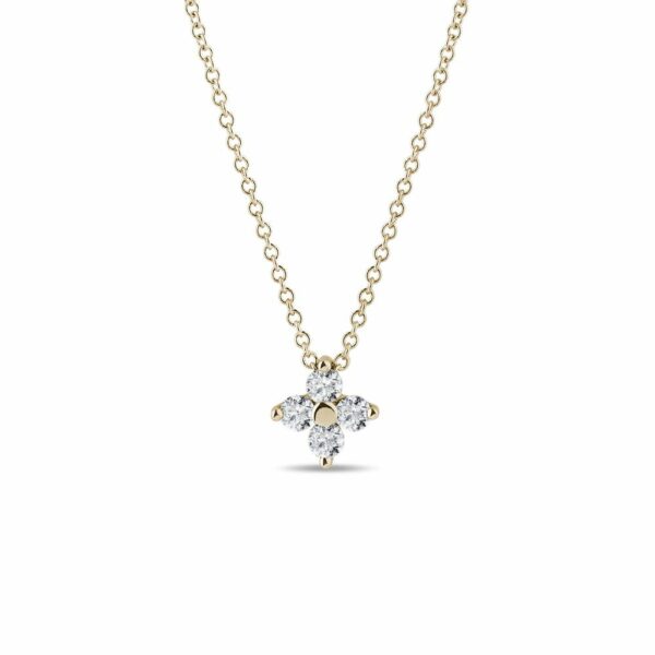 Diamantový náhrdelník čtyřlístek ze žlutého 14k zlata