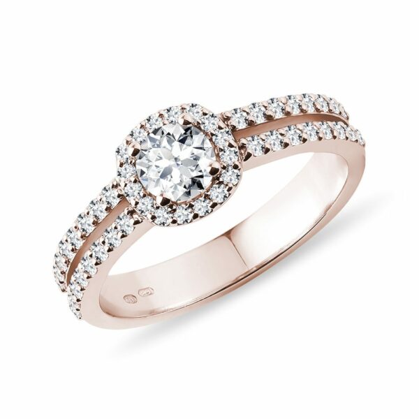 Luxusní diamantový prsten v růžovém 14k zlatě