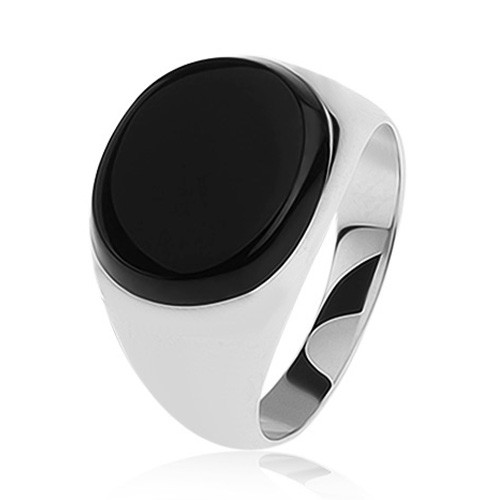 Prsten ze stříbra 925 - ovál z černé glazury