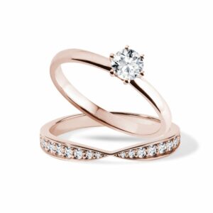 Set zásnubních prstenů s brilianty v růžovém zlatě