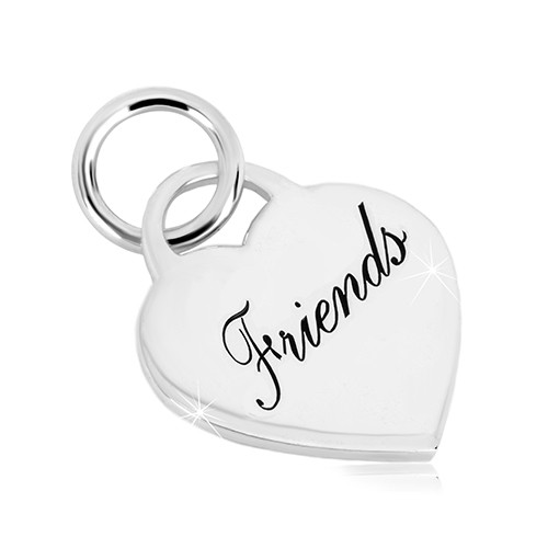Stříbrný 925 přívěsek - srdcovitý zámek s nápisem "Friends"