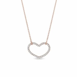 Diamantový náhrdelník srdce v růžovém zlatě
