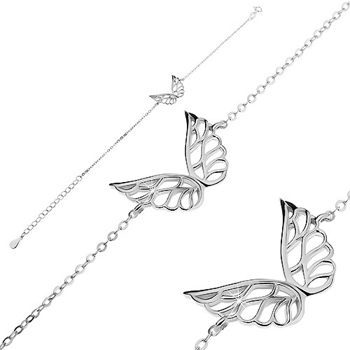 Náramek ze stříbra 925 - vyřezávaná andělská křídla