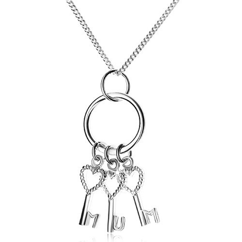 Stříbrný 925 náhrdelník - řetízek a tři klíčky na kroužku