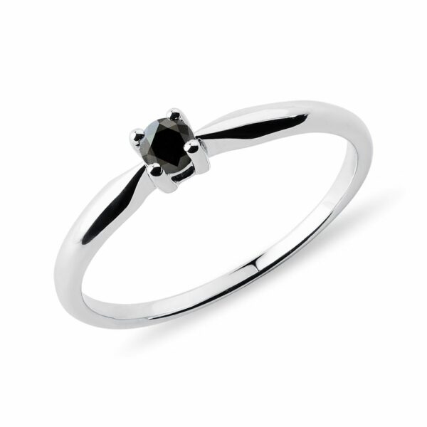 Zásnubní prsten z bílého zlata s černým diamantem