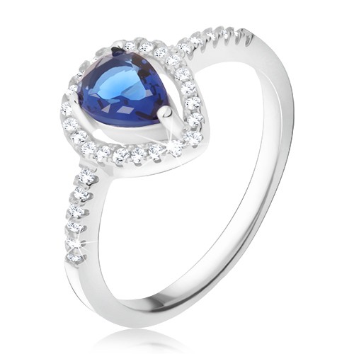Prsten - tmavě modrý slzičkovitý kámen