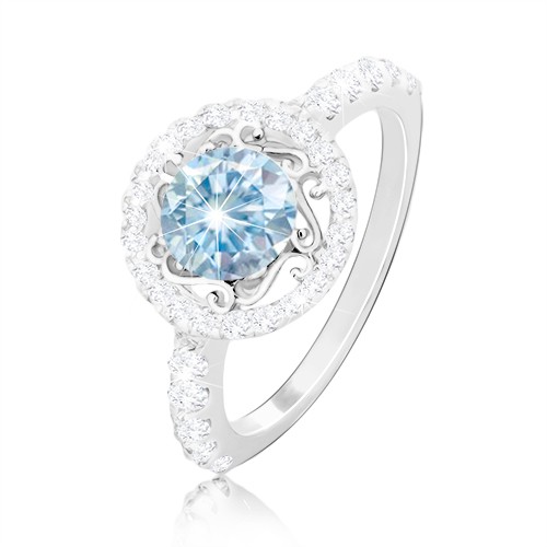 Stříbrný 925 prsten - světle modrý zirkon