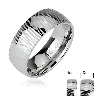 Ocelový prsten - vzor zebra - Velikost: 61