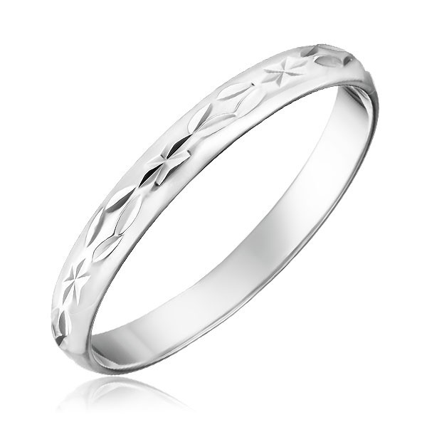 Prsten ze stříbra 925 - gravírované kosočtverce a paprsky - Velikost: 50