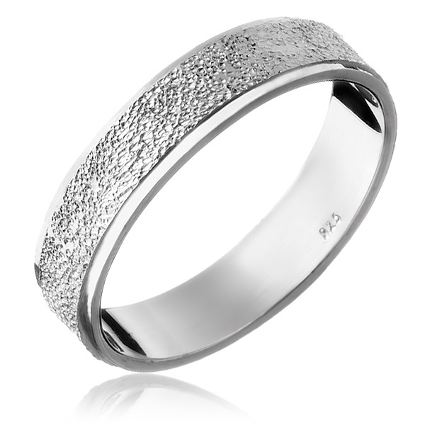 Stříbrný prsten 925 - pískovaný středový pás - Velikost: 50