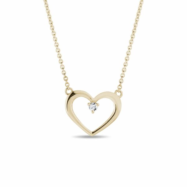 Zlatý náhrdelník srdce s diamantem