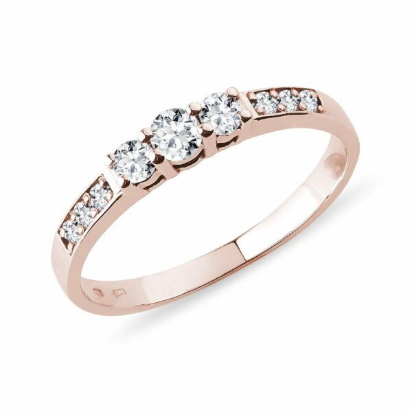 Diamantový prsten triáda z růžového zlata