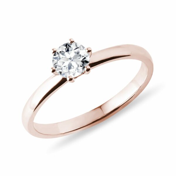 Zásnubní prsten z růžového zlata s 0