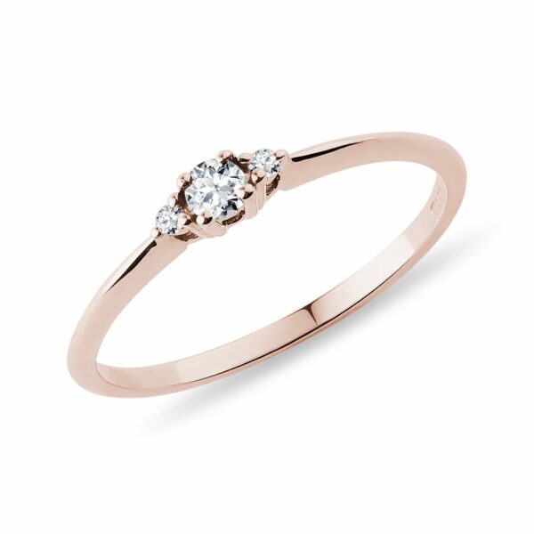 Diamantový zásnubní prsten z růžového 14k zlata