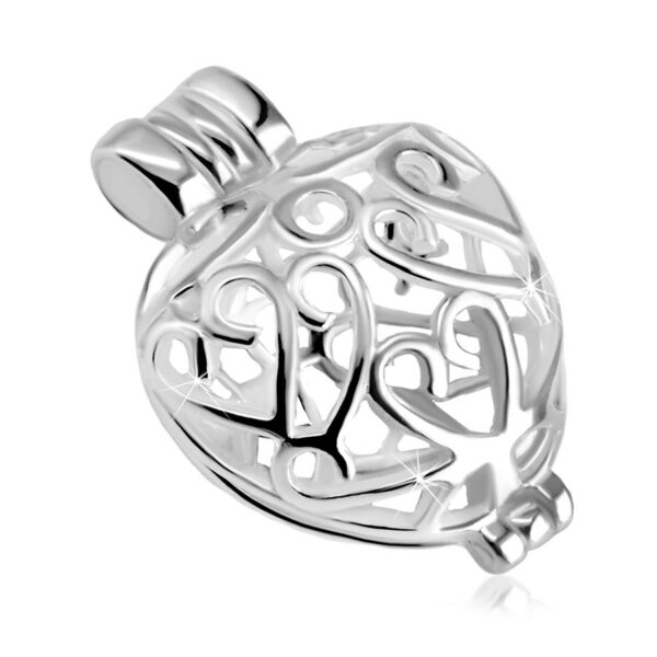 Otevírací přívěsek z 925 stříbra - vypouklé srdce ozdobené ornamenty