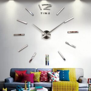 IZMAEL Nástěnné nalepovací hodiny Elegant KP16518 stříbrná