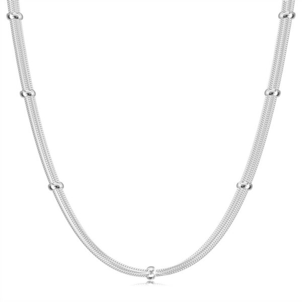 Stříbrný 952 náhrdelník - řetízky bodově pospojované hladkými korálky