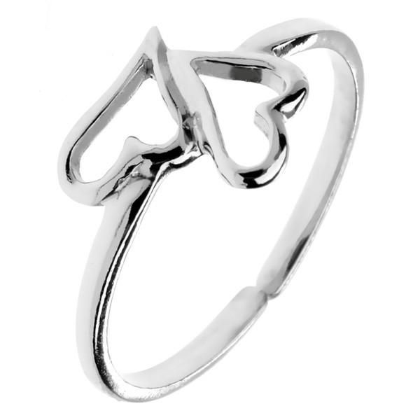 Prsten ze stříbra 925 - dvě asymetrická srdíčka