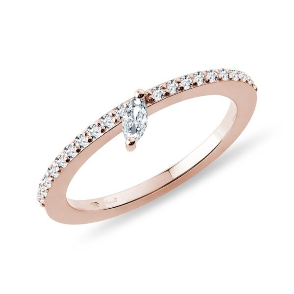 Zásnubní prsten s diamantem markýza v růžovém zlatě