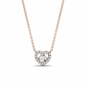 Diamantový náhrdelník srdce z růžového zlata