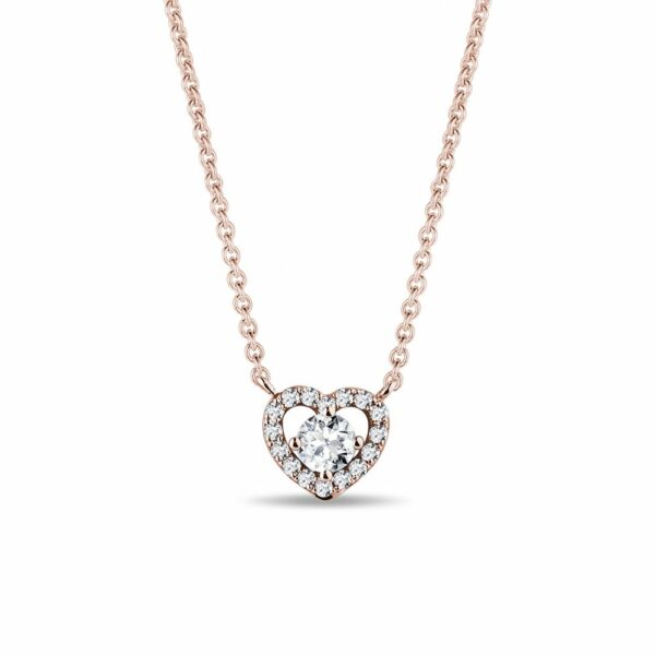 Diamantový náhrdelník srdce z růžového zlata