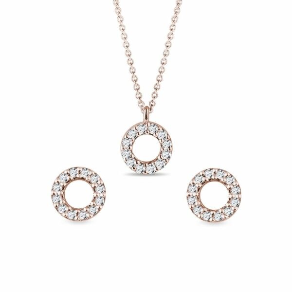 Set kruhových šperků s diamanty v růžovém zlatě