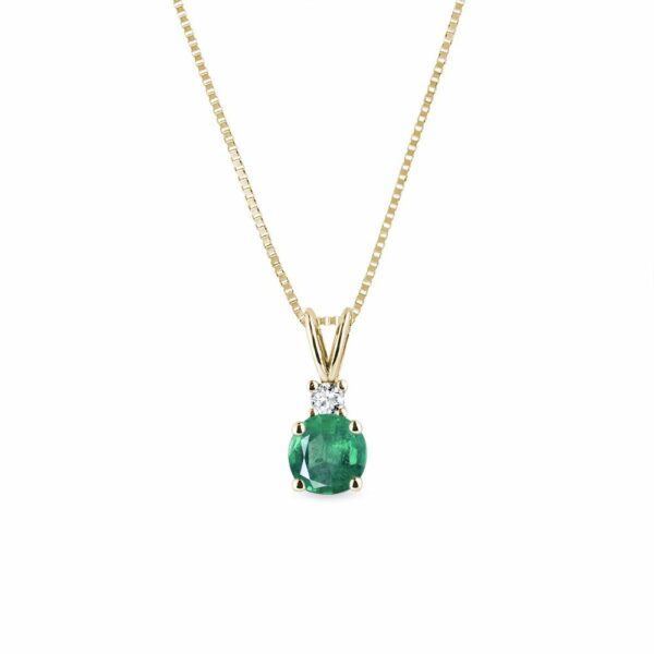 Zlatý smaragdový náhrdelník s diamantem