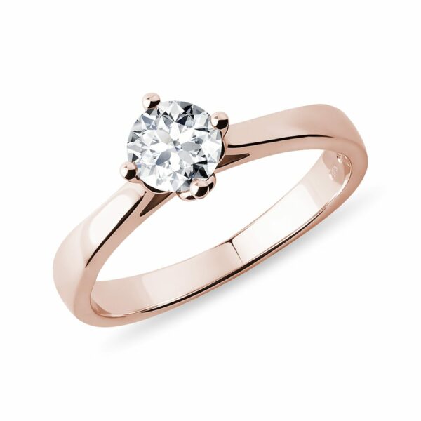 Zásnubní prsten z růžového 14k zlata s 0.5ct diamantem