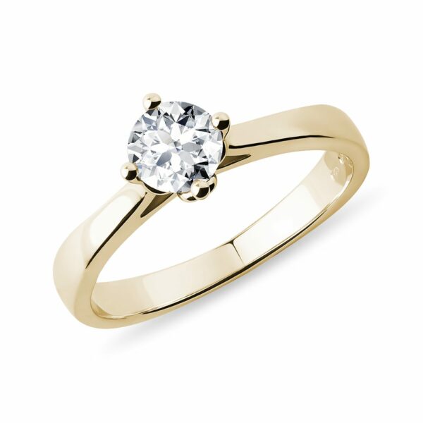Zásnubní prsten ze žlutého 14k zlata s 0.5ct diamantem