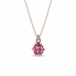 Náhrdelník s turmalínem a diamanty v růžovém zlatě