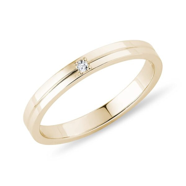 Dámský snubní prsten ze žlutého zlata s diamantem