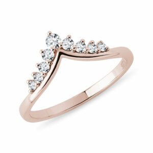 Diamantový Chevron prsten v růžovém zlatě