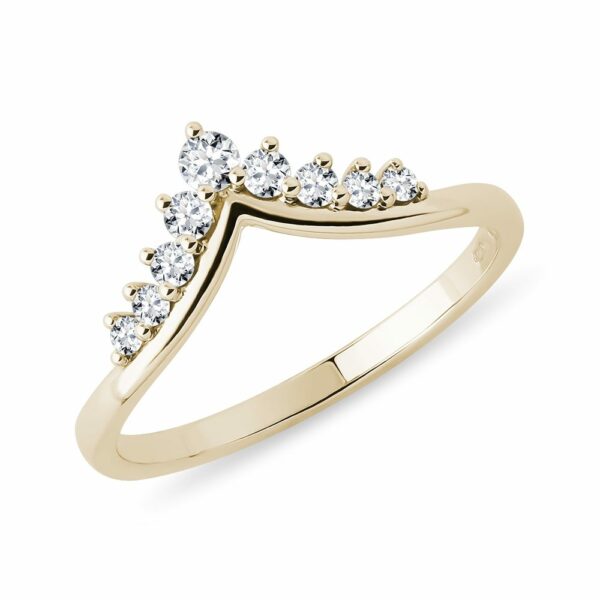 Diamantový Chevron prsten ve žlutém zlatě