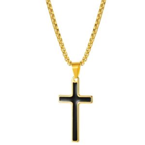 IZMAEL Náhrdelník Faith Cross Zlatá/Černá KP22848
