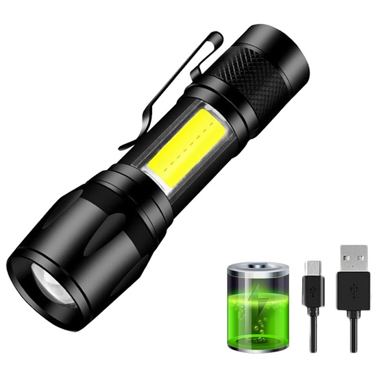 Mini LED baterka s USB nabíjaním-Čierna