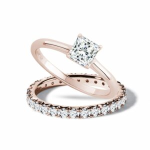 Set diamantových prstenů v růžovém zlatě