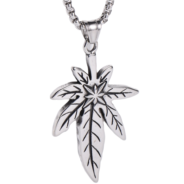 IZMAEL Pánský náhrdelník Cannabis Stříbrná KP20479
